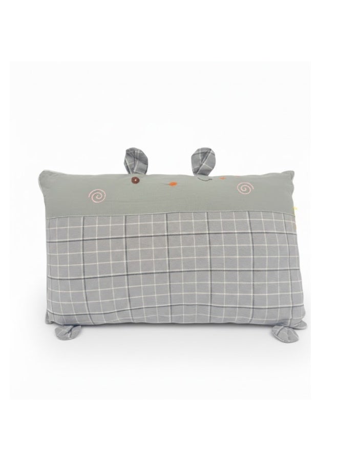 VELMORE Toddler Baby Pillow – Soft 100% Cotton Cover with Poly-Fiber Filling, Ideal Travel Pillow for Kids, Perfect for Sleeping, Bedding & Floor Use (26.67 × 45.72 cm), Available in Elegant Colors - Grey - Image 1
